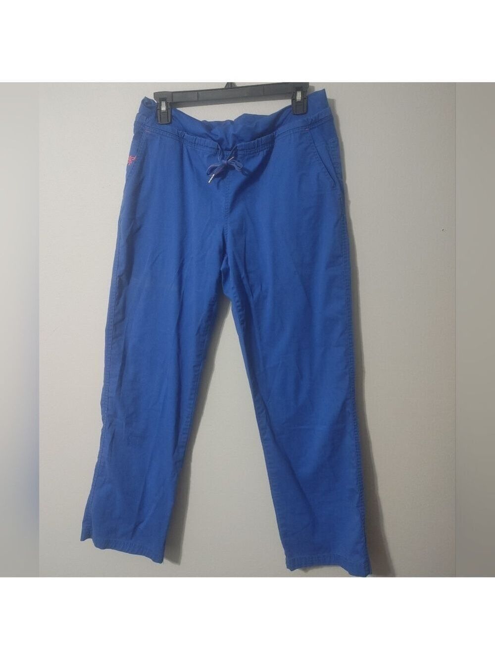 Med Couture Womens Scrub Nursing Blue Track Pants Pink Accents Med